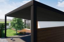 Vue du car port et aperçu appartement 