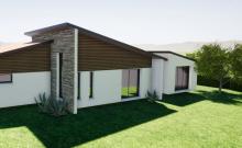 maison style 70 avec passerelle 