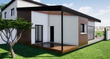 Terrasse couverte avec bardage bois 