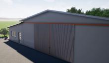 Vue 3D du hangar et de son extension