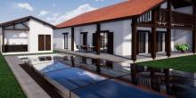3D pour un permis de construire pool house et piscine 