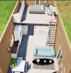 3D de l amenagement d espaces du chalet avec vue sur la mezzanine 