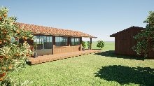 Vue de la maison et d un des garages 