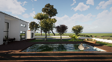 Plans 3D du projet, vue de la piscine