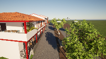  3D du projet avec vue sur les appartements a l etage 